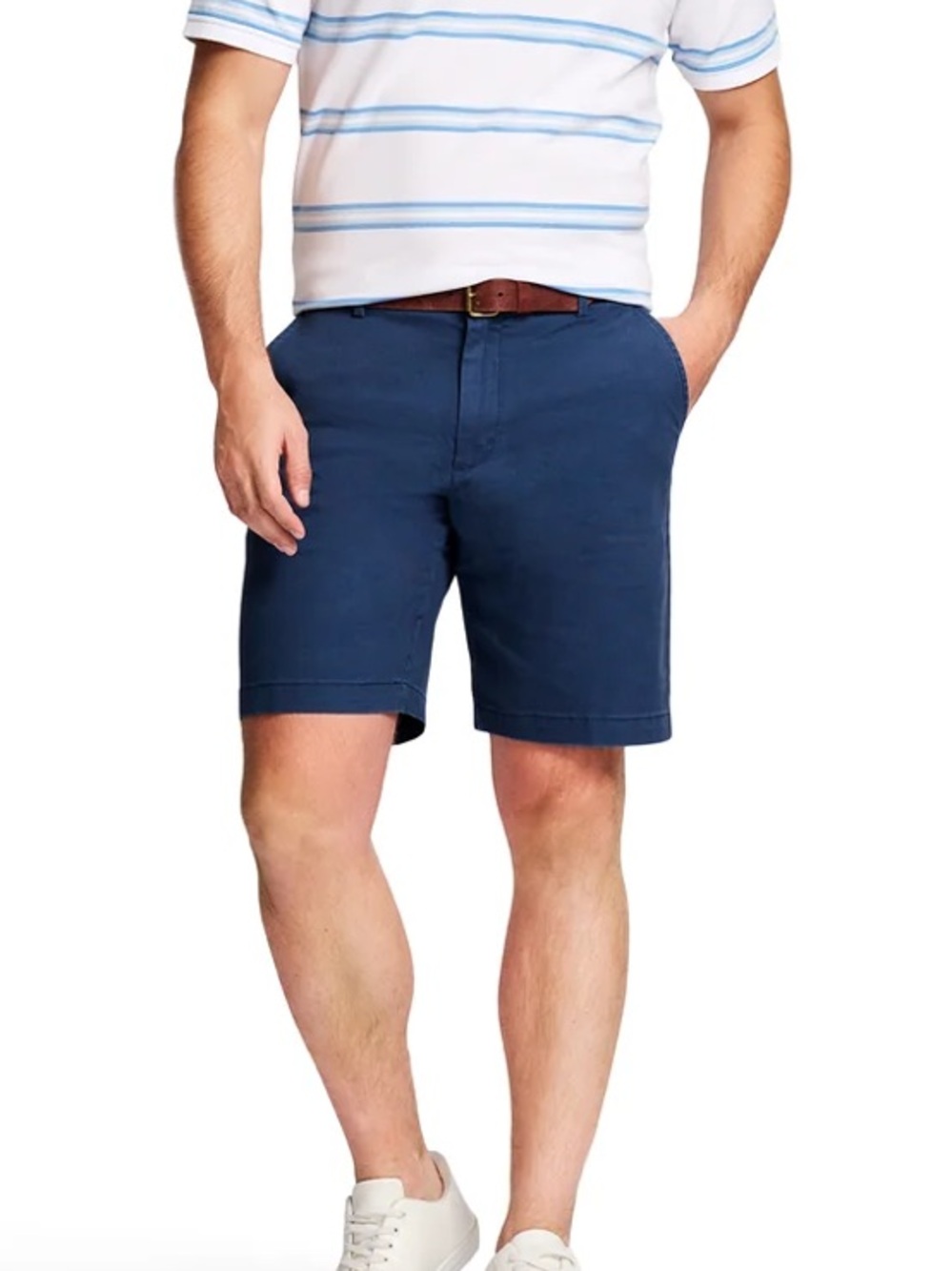 Izod Navy Flat-Front Stretch Chino 7” Inseam Casual Everyday Shorts Size 30